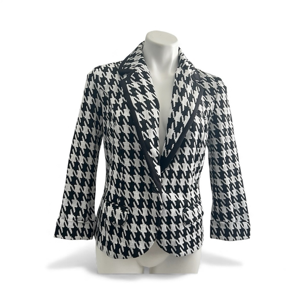Catherine Malandrino Houndstooth plaid Blazer jacket Black White SMALL NEW - Picture 11 of 11